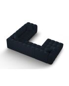 Canapé d'angle droit panoramique modulable Elise 6 places bleu roi - 330x238x70 cm