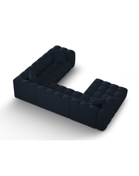 Canapé d'angle droit panoramique modulable Elise 6 places bleu roi - 330x238x70 cm