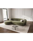 Canapé d'angle gauche velours Louis 4 places vert - 260x155x74 cm
