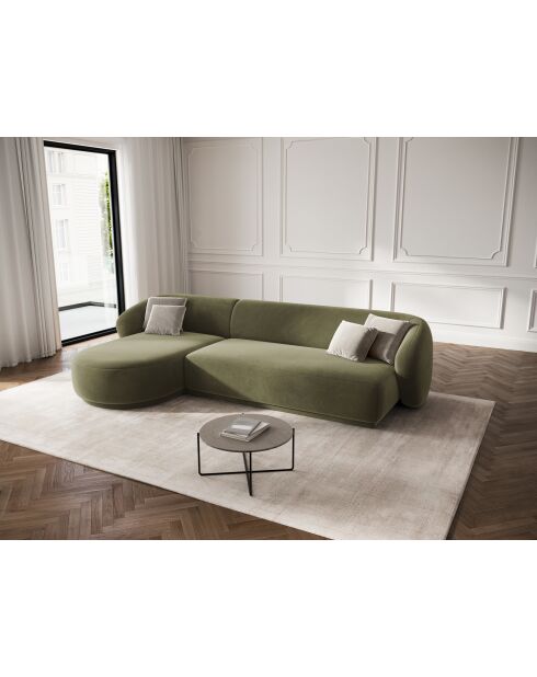 Louis 4-zits fluwelen linkerhoekbank groen - 260x155x74 cm