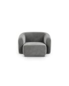 Fauteuil en velours Louis 1 place gris - 93x90x74 cm