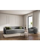 Fauteuil en velours Louis 1 place gris - 93x90x74 cm