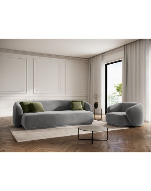 Louis 1-Sitzer-Sessel aus grauem Samt - 93x90x74 cm