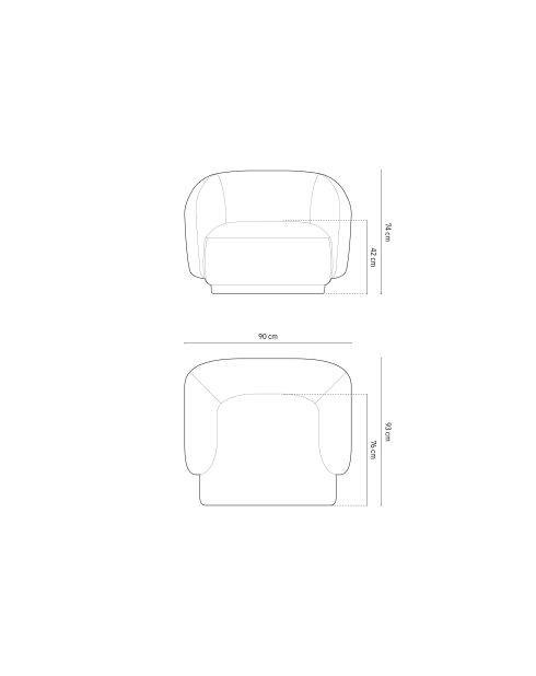 Louis 1-Sitzer-Sessel aus grauem Samt - 93x90x74 cm