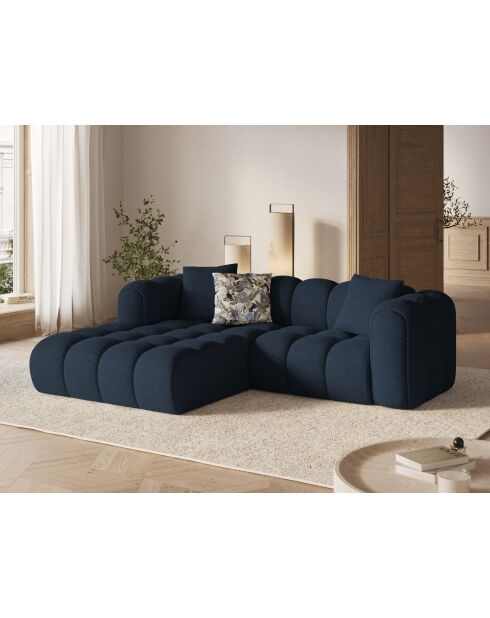 Canapé d'angle gauche modulaire Elise 3 places bleu roi - 238x190x70 cm