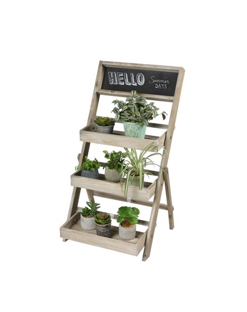 Etagère pour plantes à 3 niveaux avec ardoise + craies Mon jardin - 45x43x78 cm