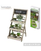 Etagère pour plantes à 3 niveaux avec ardoise + craies Mon jardin - 45x43x78 cm