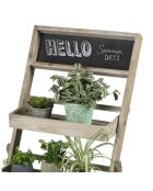 Etagère pour plantes à 3 niveaux avec ardoise + craies Mon jardin - 45x43x78 cm