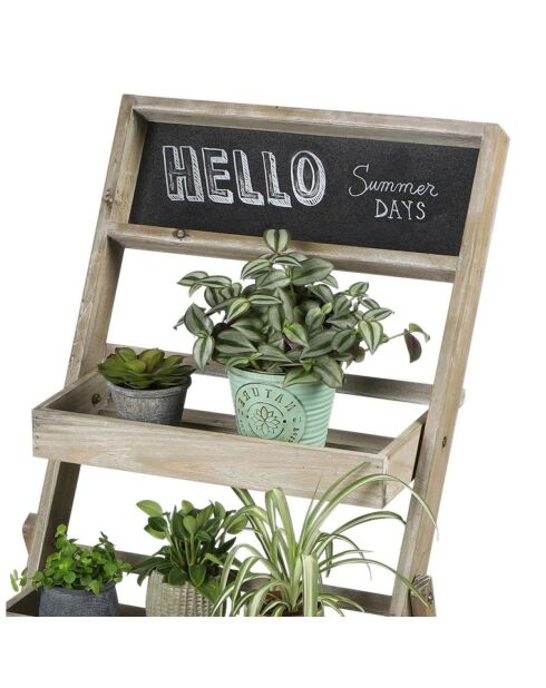 Etagère pour plantes à 3 niveaux avec ardoise + craies Mon jardin - 45x43x78 cm