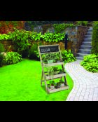 Etagère pour plantes à 3 niveaux avec ardoise + craies Mon jardin - 45x43x78 cm