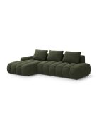 Canapé d'angle gauche velours convertible avec coffre de rangement Simona 4 places vert - 275x142x84 cm