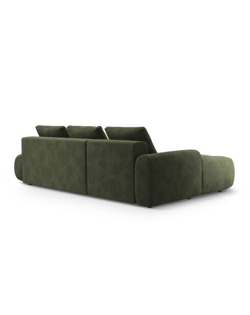 Canapé d'angle gauche velours convertible avec coffre de rangement Simona 4 places vert - 275x142x84 cm