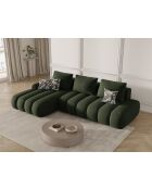 Canapé d'angle gauche velours convertible avec coffre de rangement Simona 4 places vert - 275x142x84 cm
