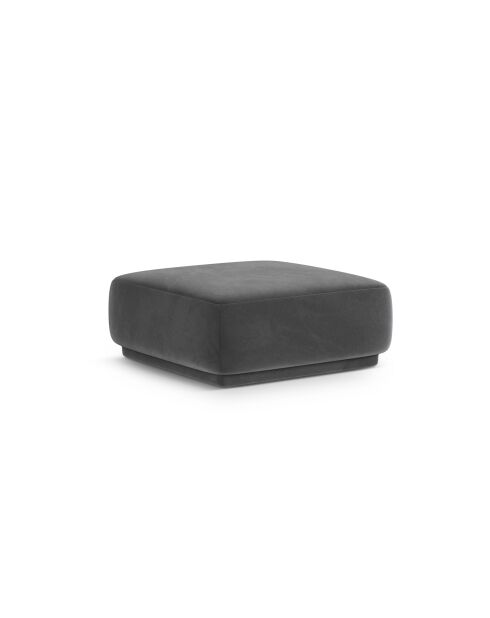 Pouf velours Louis 1 place gris foncé - 90x90x42 cm