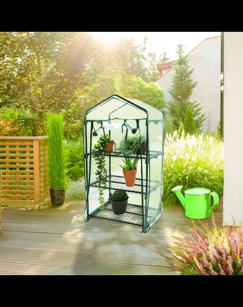 Serre de jardin avec porte à 3 niveaux Mon jardin verte - 69x49x125 cm
