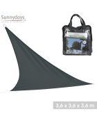 Vela tipo polo en poliéster, 160 gr/m2, color antracita, 3,6 x 3,6 x 3,6 m