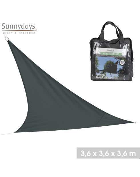 Voile d'ombrage Polo en polyester 160gr/m2 anthracite - 3,6x3,6x3,6 m