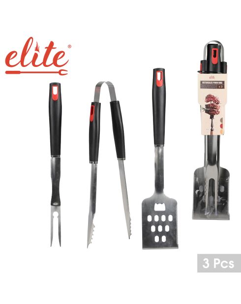 Elite roestvrijstalen barbecuegereedschap, set van 3