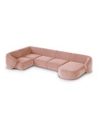 Panoramische hoekbank (linkerzijde) Louis velvet 6 zits roze - 336x166x74 cm