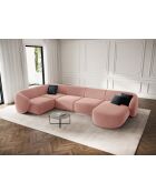 Panoramische hoekbank (linkerzijde) Louis velvet 6 zits roze - 336x166x74 cm