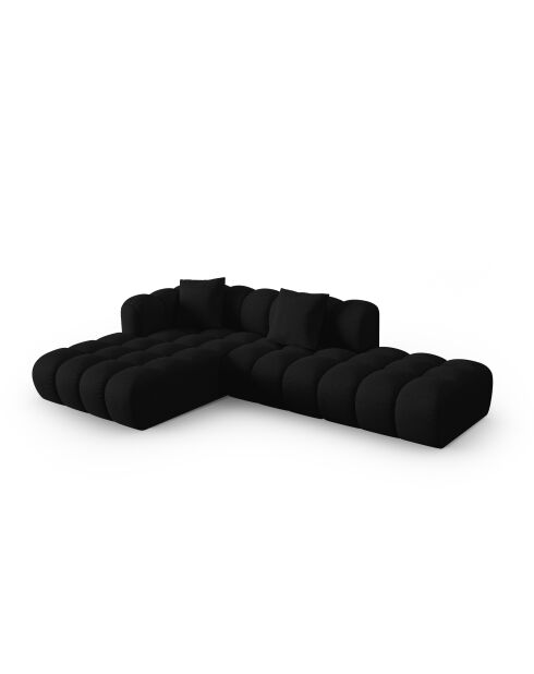 Canapé d'angle gauche modulaire Elise 4 places noir - 300x190x70 cm
