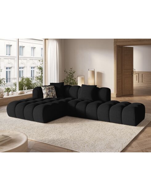 Canapé d'angle gauche modulaire Elise 4 places noir - 300x190x70 cm