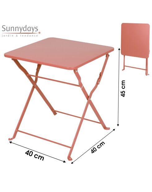 Mistral opvouwbare metalen tafel sienna - 40x40x45cm