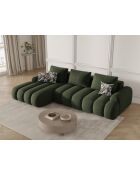 Canapé d'angle gauche velours convertible avec coffre de rangement Simona 3 places vert - 275x142x84 cm