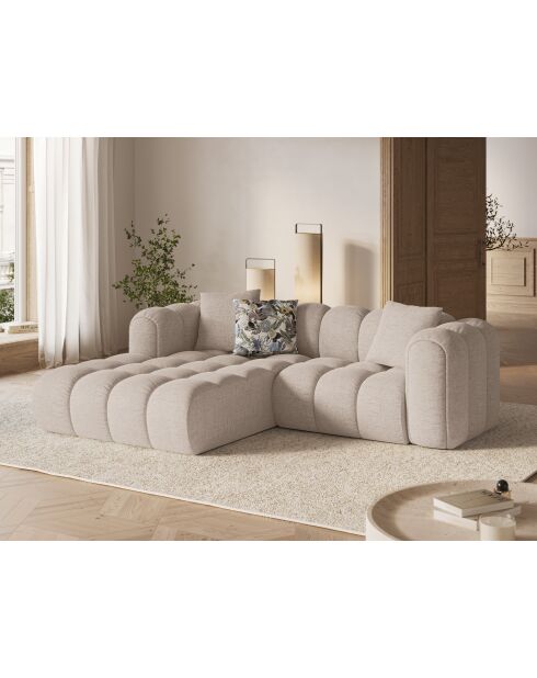 Canapé d'angle gauche modulaire Elise 3 places cappuccino - 238x190x70 cm