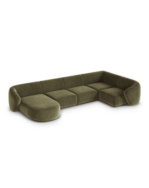 Divano angolare panoramico (lato destro) Louis velvet 6 posti verde - 336x166x74 cm