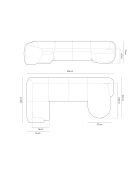 Canapé d'angle panoramique (côté gauche) velours Louis 6 places gris - 336x166x74 cm