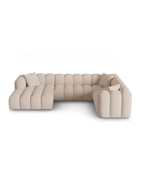 Divano angolare destro panoramico Elise 6 posti cappuccino - 330x238x70 cm