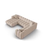 Divano angolare destro panoramico Elise 6 posti cappuccino - 330x238x70 cm