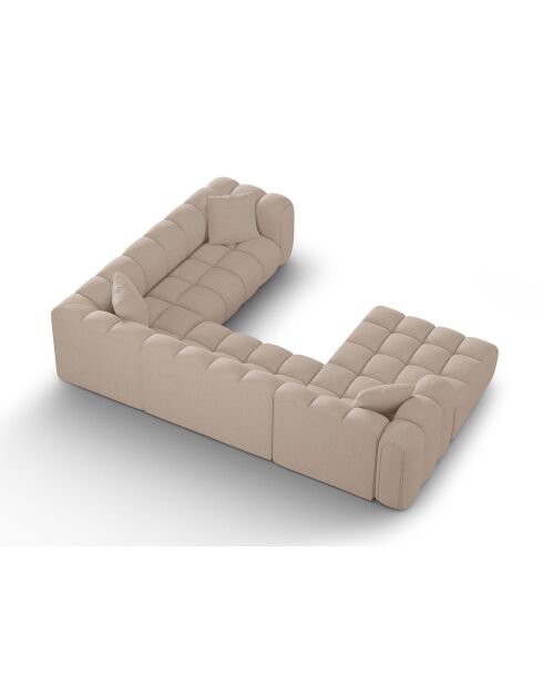 Divano angolare destro panoramico Elise 6 posti cappuccino - 330x238x70 cm