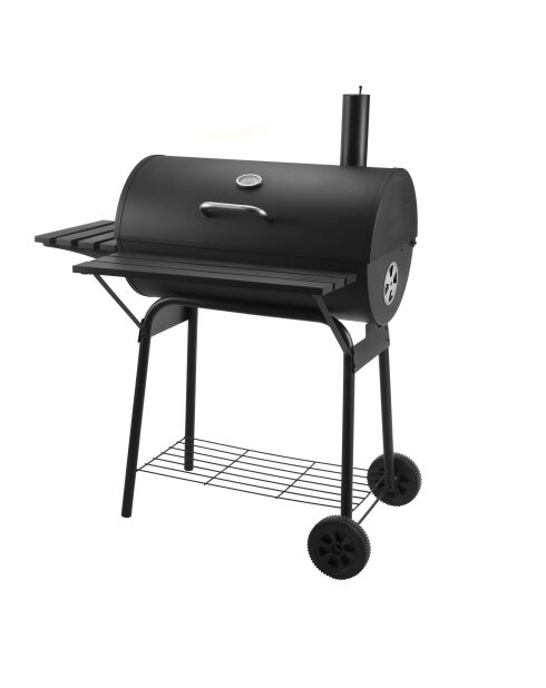 Barbacoa Elite con chimenea y 2 estantes negros - 112x78,3x133 cm