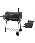 Barbacoa Elite con chimenea y 2 estantes negros - 112x78,3x133 cm