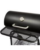 Barbacoa Elite con chimenea y 2 estantes negros - 112x78,3x133 cm