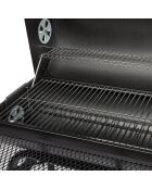 Barbacoa Elite con chimenea y 2 estantes negros - 112x78,3x133 cm