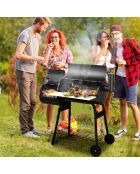 Barbacoa Elite con chimenea y 2 estantes negros - 112x78,3x133 cm