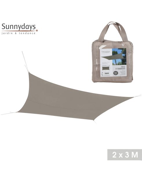 Vela ombreggiante in poliestere Costo 160gr/m2 taupe - 3x2 m