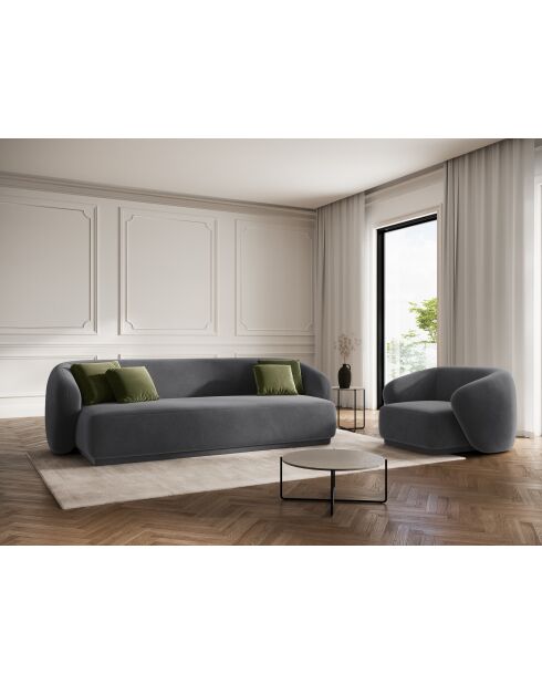 Louis 1-Sitzer-Sessel aus Samt dunkelgrau - 93x90x74 cm