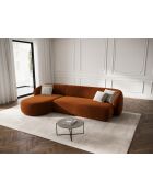 Canapé d'angle gauche velours Louis 4 places terracotta - 260x155x74 cm