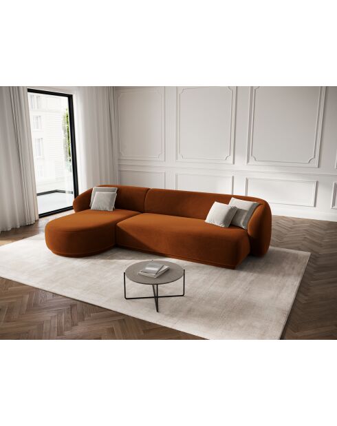 Louis 4-zits fluwelen linkerhoekbank terracotta - 260x155x74 cm