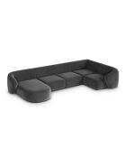 Panoramische hoekbank (rechterzijde) Louis velvet 6 zits donkergrijs - 336x166x74 cm