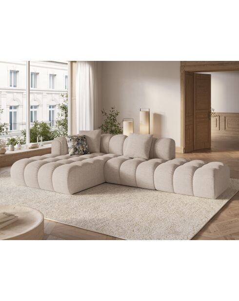 Canapé d'angle gauche modulaire Elise 4 places cappuccino - 300x190x70 cm