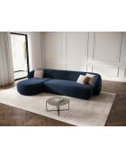 Canapé d'angle gauche velours Louis 4 places bleu roi - 260x155x74 cm