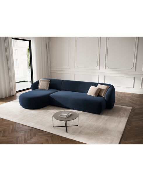 Louis 4-zits fluwelen linkerhoekbank koningsblauw - 260x155x74 cm