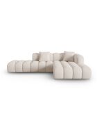 Canapé d'angle droit modulaire Elise 4 places beige - 300x190x70 cm