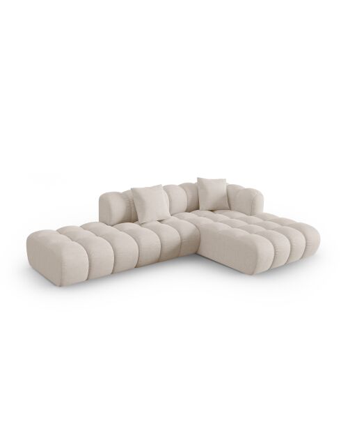 Canapé d'angle droit modulaire Elise 4 places beige - 300x190x70 cm