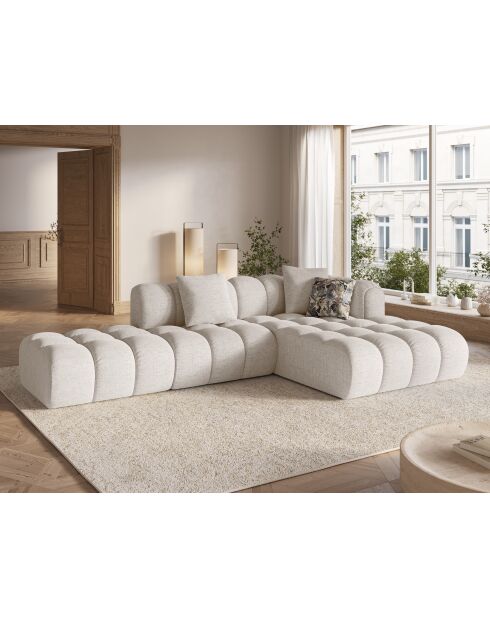 Canapé d'angle droit modulaire Elise 4 places beige - 300x190x70 cm